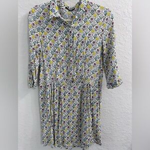 Collared drop waist floral shirt dress ￼